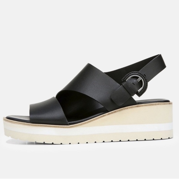 Vince Black Shelby Wedge Platform Sandals 8.5 - Picture 2 of 13